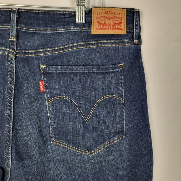 Levis Mid Rise Skinny Jeans Womens Plus 18 Dark Blue Stretchy Classic Boot Jeans - Picture 8 of 9